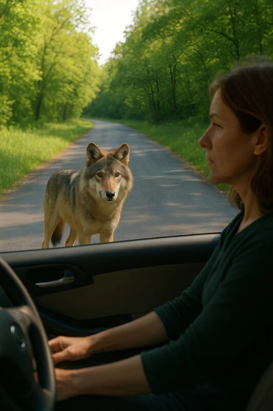 Je roulais au travail quand soudain un loup a traversé la route juste devant moi