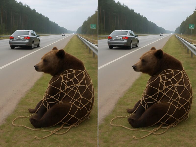Sur la route, j’ai aperçu un ours emmêlé dans des filets, incapable de se libérer : je me suis arrêté pour l’aider, mais il s’est passé quelque chose d’inattendu