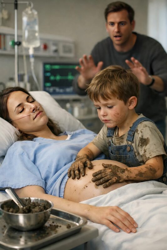 Le mari entra en courant dans la chambre d’hôpital pour arrêter l’enfant avec la boue, mais il vit quelque chose qui bouleversa le destin de sa femme enceinte