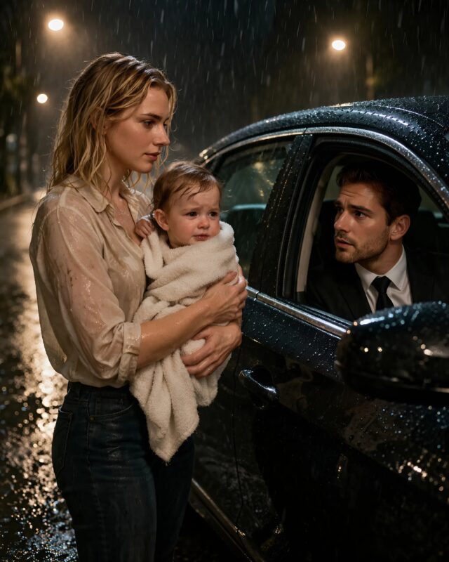 «S’il vous plaît… ma fille ne va pas bien. Conduisez-nous juste un peu…» Le millionnaire refusa froidement d’aider la femme avec le bébé sous la pluie torrentielle et, sans hésiter, la laissa seule dans la rue…