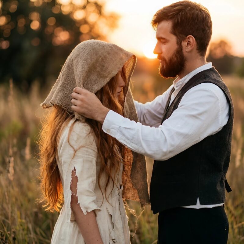 On l’amena au marché des mariages avec un sac sur la tête, car dans le village on murmurait qu’elle était « différente des autres »… Mais lorsque, lors de la nuit de noces, il vit son visage, il ne put détourner le regard ni bouger