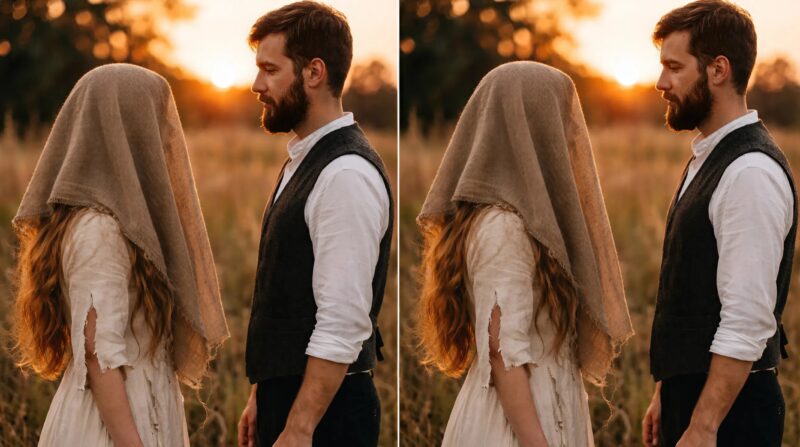 On l’amena au marché des mariages avec un sac sur la tête, car dans le village on murmurait qu’elle était « différente des autres »… Mais lorsque, lors de la nuit de noces, il vit son visage, il ne put détourner le regard ni bouger