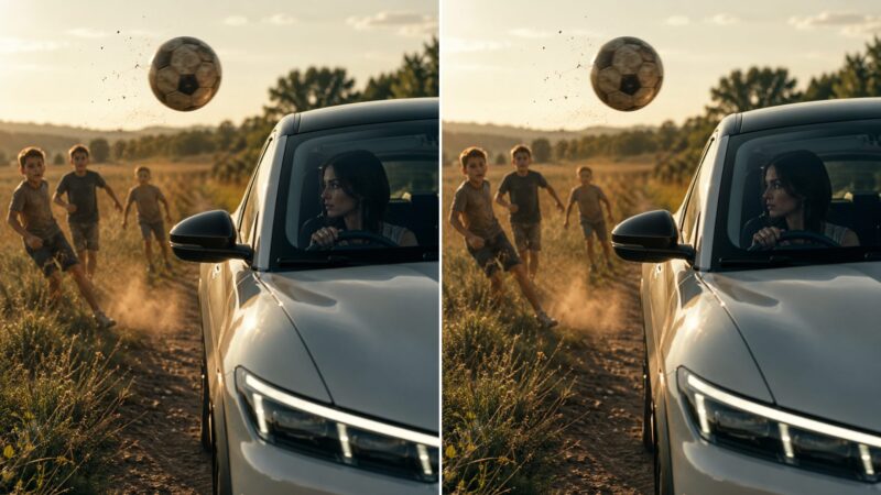 Une femme furieuse sortit brusquement de sa voiture lorsqu’un ballon d’enfant heurta violemment la luxueuse automobile, mais en remarquant une inscription effacée sur le vieux cuir, elle pâlit soudainement et demanda au garçon d’une voix tremblante : « D’où tiens-tu ça?.. »