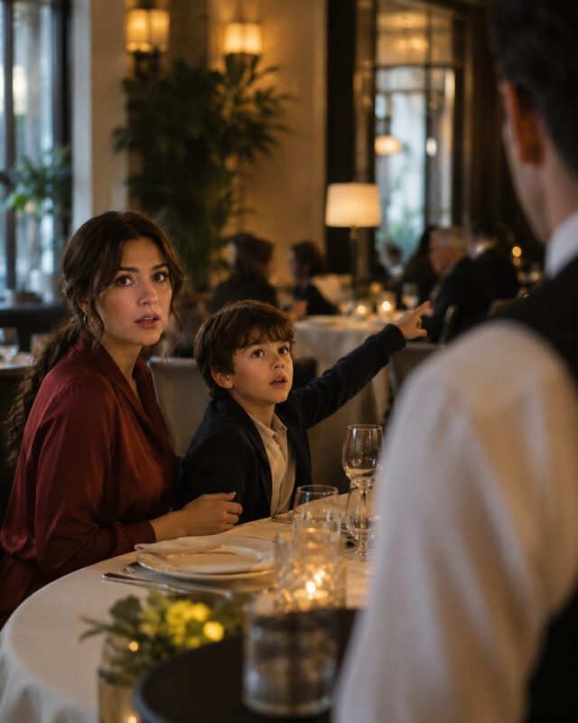 « Maman… c’est papa… » — dit doucement mon fils en regardant le serveur, et j’allais déjà essayer de le rassurer, mais en me retournant, je suis moi-même restée figée d’horreur