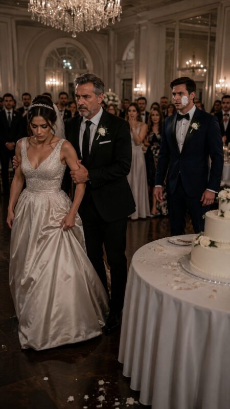 Pendant la découpe du gâteau de mariage, la mariée, pour plaisanter, étala un peu de crème sur la joue du marié, mais celui-ci entra soudain dans une violente colère et la frappa