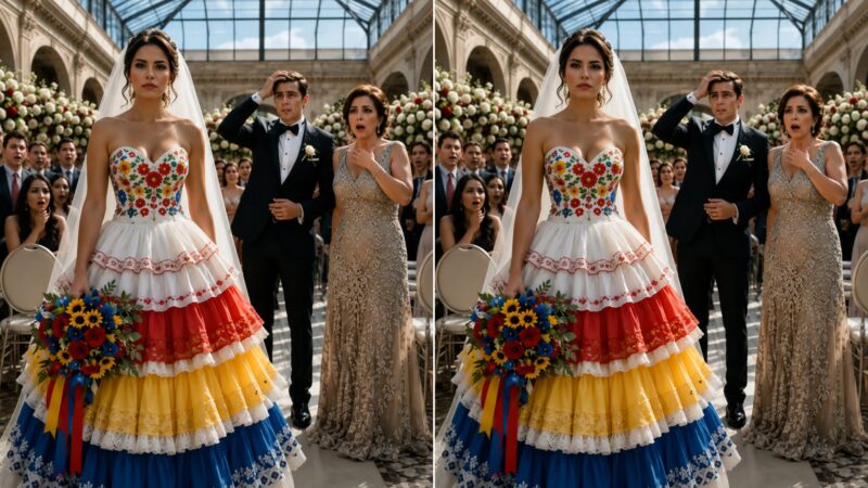 Tout le monde était sous le choc lorsque la mariée est arrivée à la cérémonie de mariage dans une robe étrange ressemblant à un costume de clown