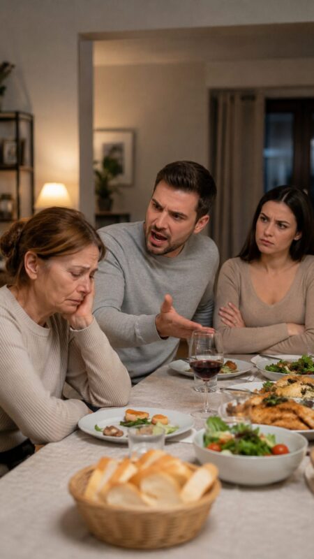 « Tu es ici uniquement pour les enfants. Si quelque chose ne te plaît pas, la porte est ouverte », dit calmement mon fils à la table familiale