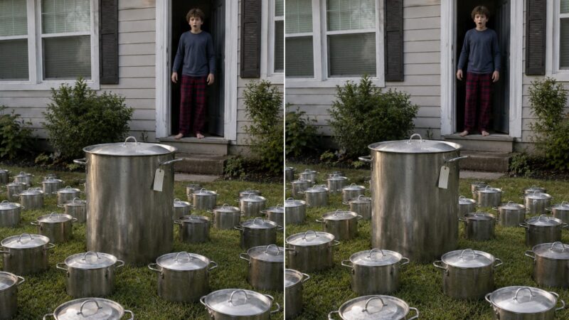Mon fils s’est porté volontaire pour aider dans une soupe populaire destinée aux sans-abri et, un mois plus tard, des dizaines d’énormes marmites à soupe sont apparues sur notre pelouse
