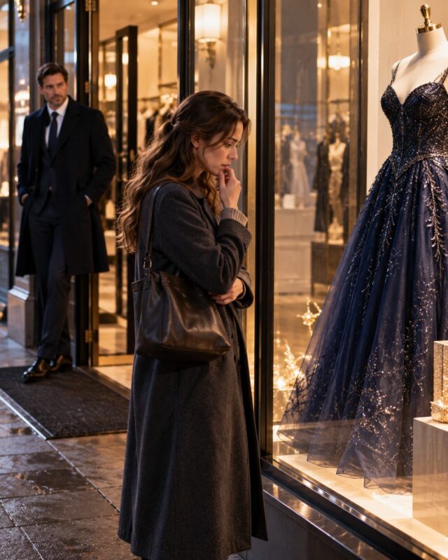 Je n’avais presque plus d’argent, mais je me suis arrêtée devant une vitrine et je me suis attardée à regarder une robe coûteuse