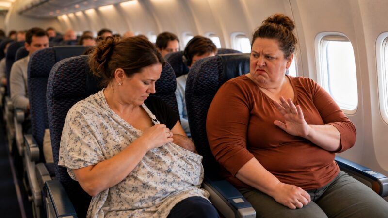 Quand j’ai commencé à allaiter mon fils de cinq mois dans l’avion, la femme assise à côté de moi s’est indignée : « Allez vous enfermer dans les toilettes pour le nourrir, vous n’avez pas honte ?! »