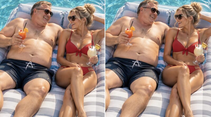 Mon mari de 64 ans m’a dit qu’il partait à une réunion d’affaires, mais deux heures plus tard, je l’ai aperçu dans une piscine avec une jeune blonde