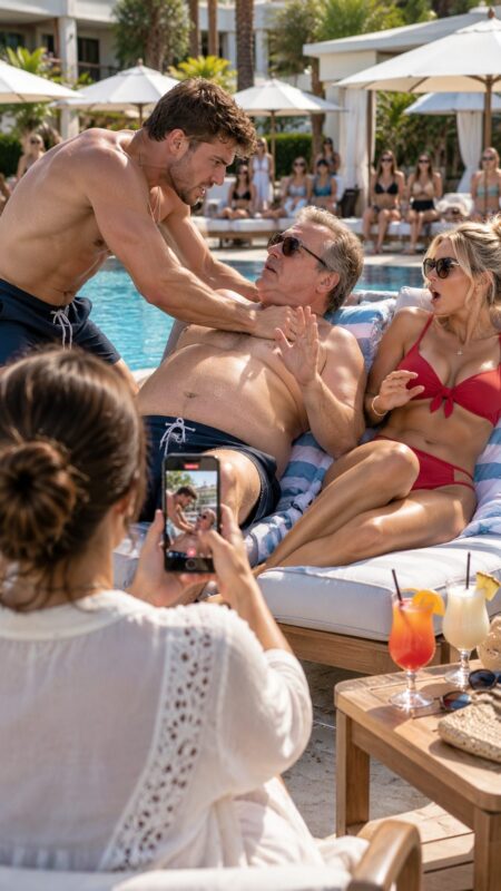 Mon mari de 64 ans m’a dit qu’il partait à une réunion d’affaires, mais deux heures plus tard, je l’ai aperçu dans une piscine avec une jeune blonde
